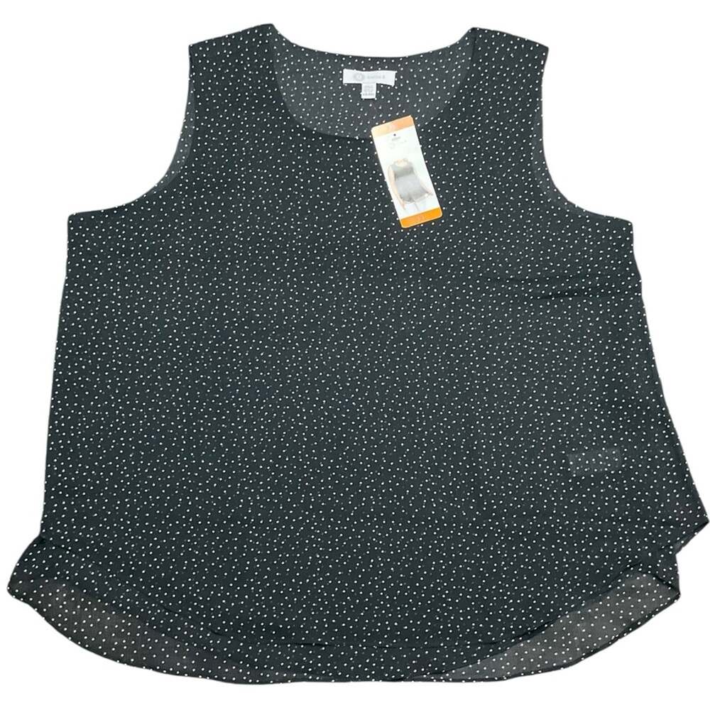 Cristina B Black Polka Dot Sleeveless Top SIze XXL NWT